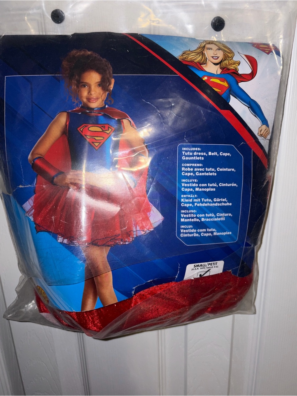 Rubie's Supergirl Girls Superhero Tutu Dress Costume w/ Belt Cape Gauntlets 4-6